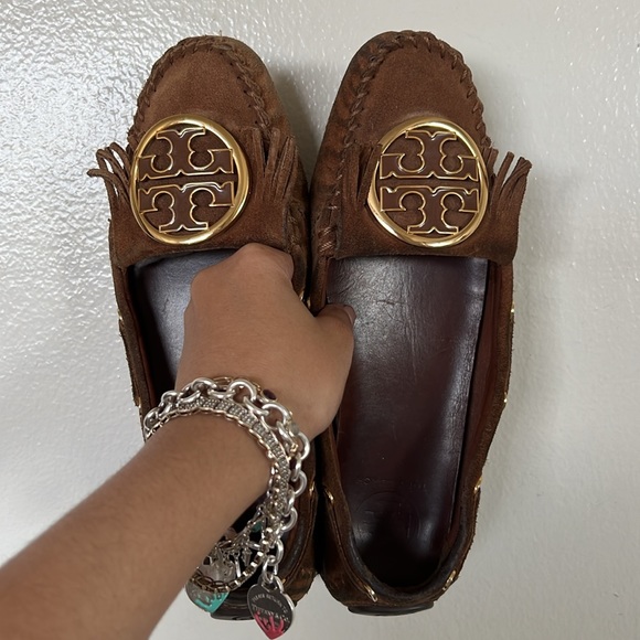 Tory Burch suede fringe accent moccasins - Picture 9 of 10